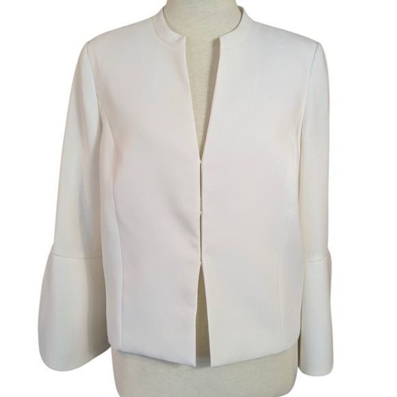White House Black Market Jackets & Blazers - White House Black Market White Bell Sleeve Open Front Blazer Jacket Size 8